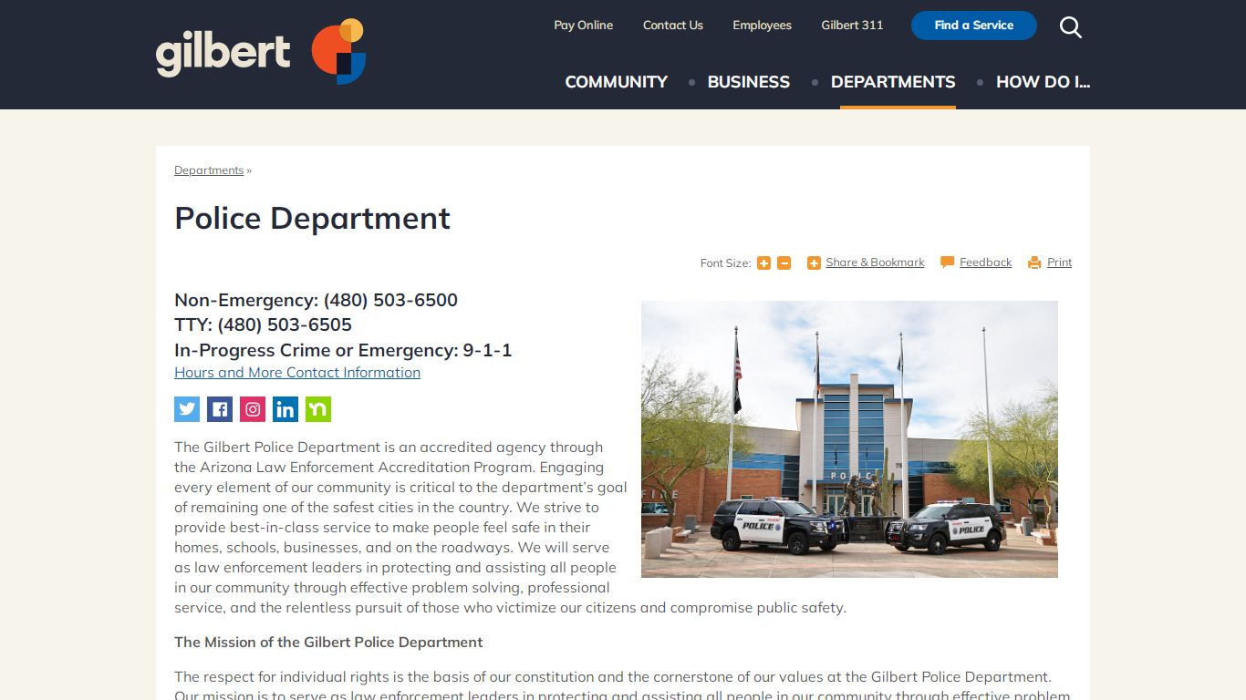 Police Department | Town of Gilbert, Arizona
