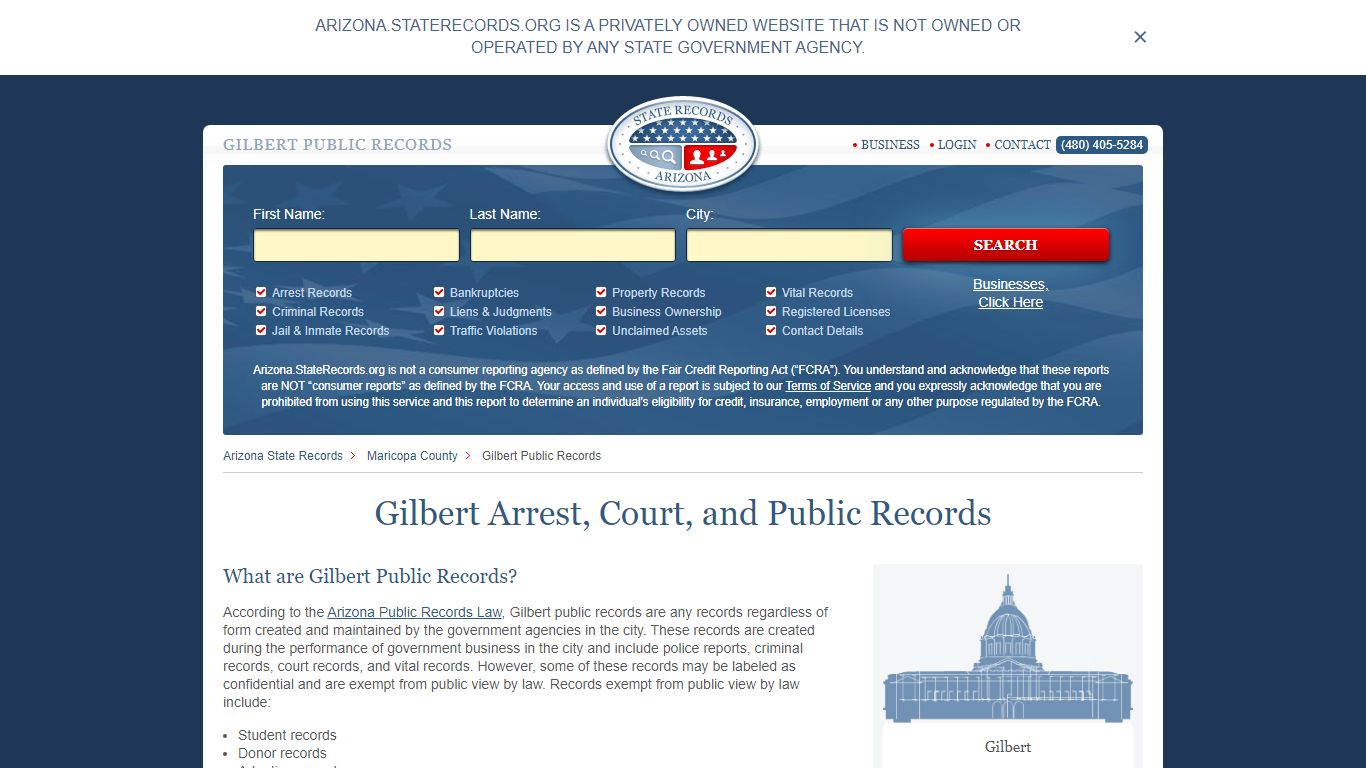 Gilbert Arrest and Public Records | Arizona.StateRecords.org